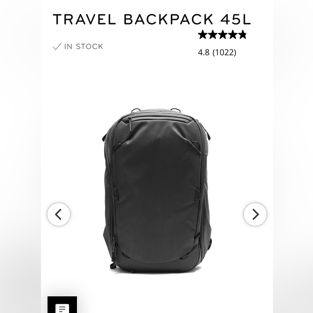 Peak Design Travel Backpack 45L Like New